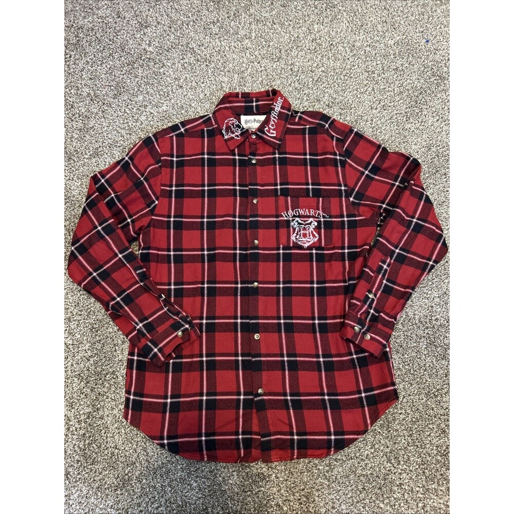 Harry Potter x Cakeworthy Plaid Red Flannel Button Shirt Gryffindor Size Large